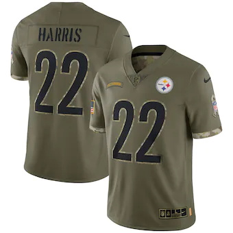 mens nike najee harris olive pittsburgh steelers 2022 salut